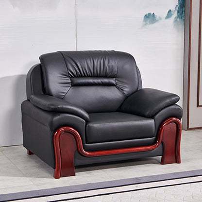 Modern Leather Sofa 34.65" Wide Pillow Top Arm in Black for Living Room 47"L x 33"W x 35"H Clearhalo 'furn' 'furn_sofas' 'Furniture' 'Living Room Furniture' 'Sofa' 'sofas' 5889037