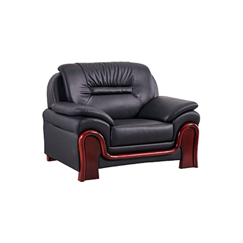 Modern Leather Sofa 34.65" Wide Pillow Top Arm in Black for Living Room Clearhalo 'furn' 'furn_sofas' 'Furniture' 'Living Room Furniture' 'Sofa' 'sofas' 5889039
