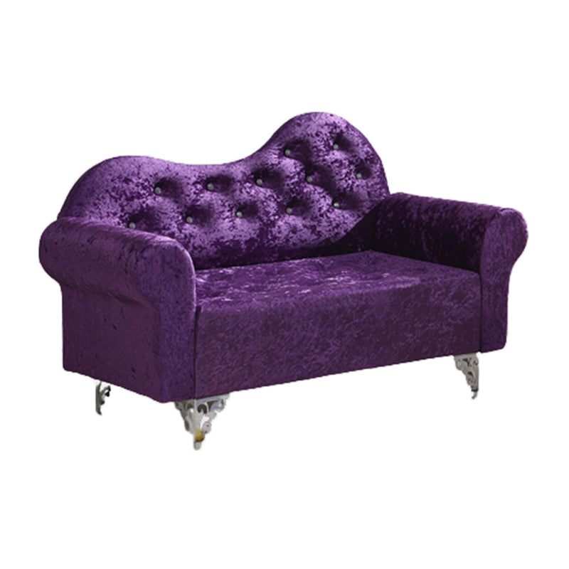 Tufted Split-Back Sofa Velvet Flared Arm Curved Sofa 33.46 inch High