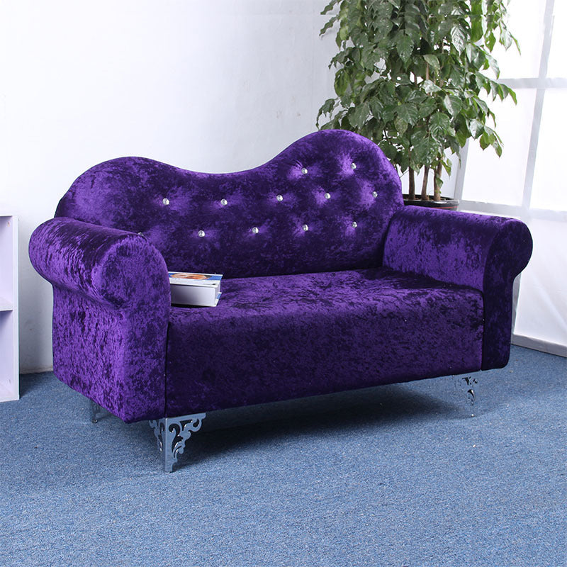 Tufted Split-Back Sofa Velvet Flared Arm Curved Sofa 33.46 inch High