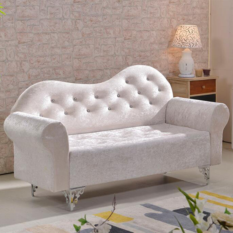 Tufted Split-Back Sofa Velvet Flared Arm Curved Sofa 33.46 inch High