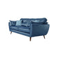 33.46" Flared Arm Sofa with Tufted Split-Back Sofa, Blue Genuine Leather