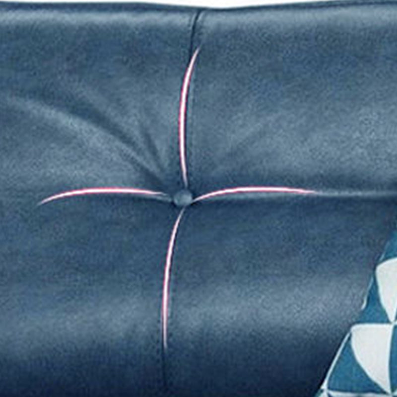 33.46" Flared Arm Sofa with Tufted Split-Back Sofa, Blue Genuine Leather