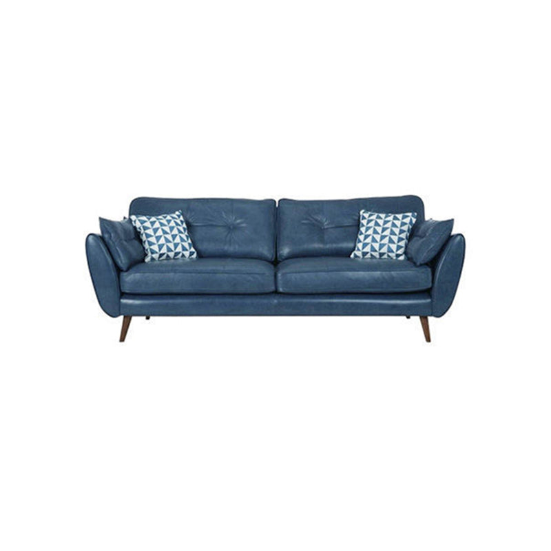 33.46" Flared Arm Sofa with Tufted Split-Back Sofa, Blue Genuine Leather