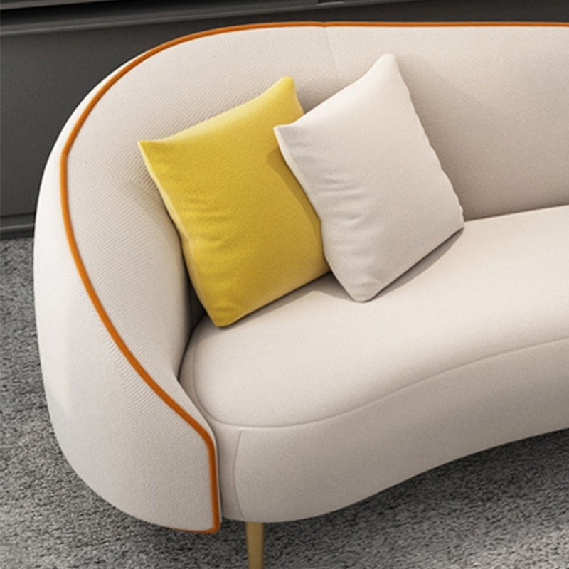 Canapé canapé en cuir en faux cuir beige / gris avec oreillers de boîtier