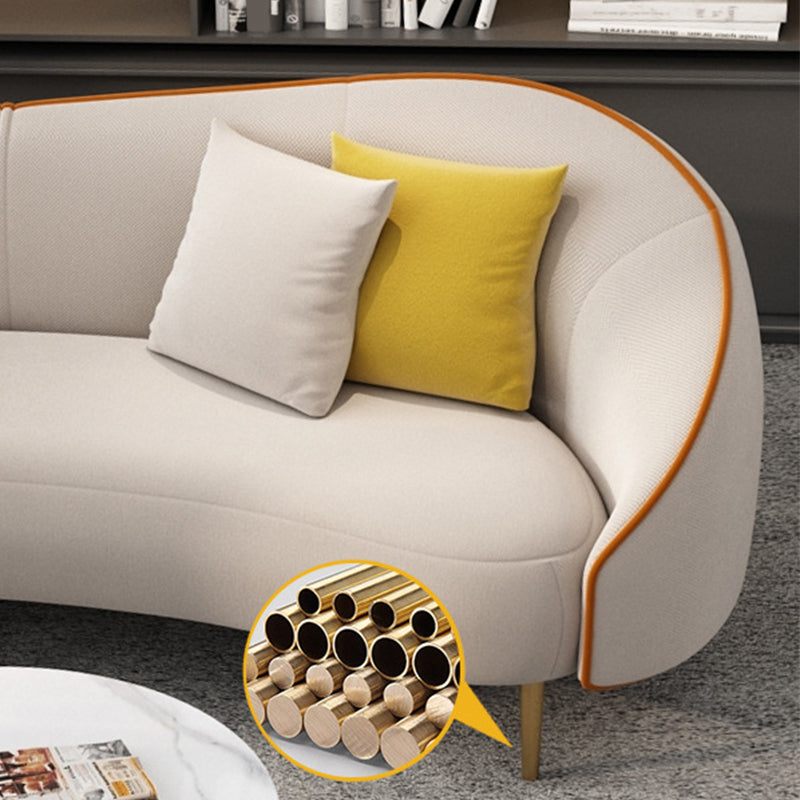 Canapé canapé en cuir en faux cuir beige / gris avec oreillers de boîtier