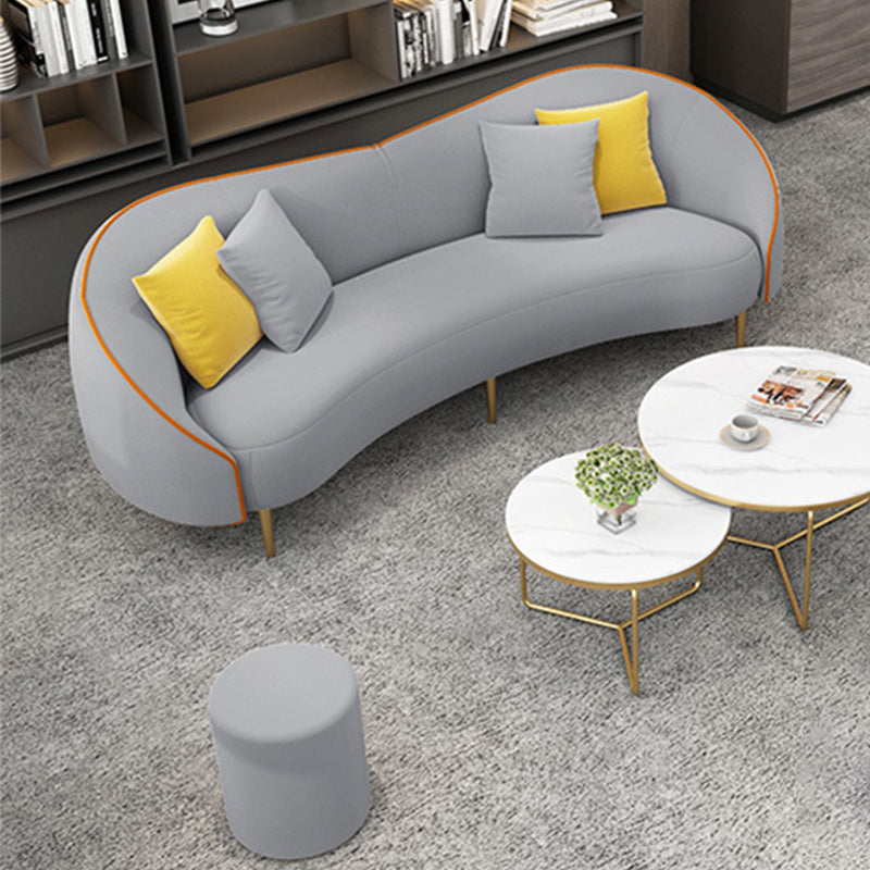 Canapé canapé en cuir en faux cuir beige / gris avec oreillers de boîtier