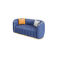 Tuxedo Arm Sofa in Grey/Blue Faux Leather Sofa with Metal Accent 59"L x 28"W x 28"H Blue Clearhalo 'furn' 'furn_sofas' 'Furniture' 'Living Room Furniture' 'Sofa' 'sofas' 5889199