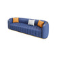 Tuxedo Arm Sofa in Grey/Blue Faux Leather Sofa with Metal Accent 79"L x 28"W x 28"H Blue Clearhalo 'furn' 'furn_sofas' 'Furniture' 'Living Room Furniture' 'Sofa' 'sofas' 5889201