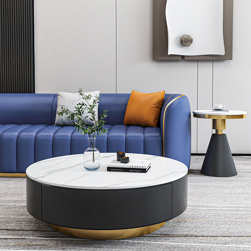 Tuxedo Arm Sofa in Grey/Blue Faux Leather Sofa with Metal Accent Clearhalo 'furn' 'furn_sofas' 'Furniture' 'Living Room Furniture' 'Sofa' 'sofas' 5889206