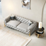 コンテンポラリータフトソファ30.31 "高フェイクレザータキシードアームソファソファ