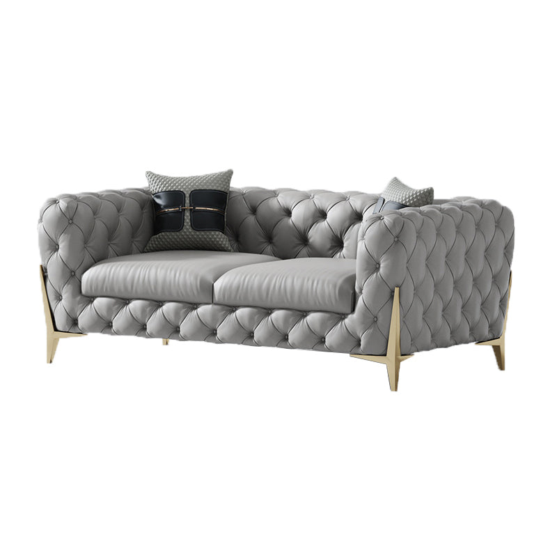 コンテンポラリータフトソファ30.31 "高フェイクレザータキシードアームソファソファ