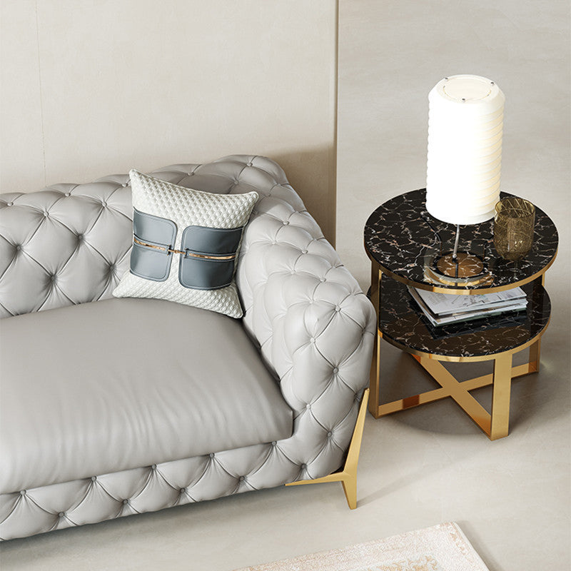 コンテンポラリータフトソファ30.31 "高フェイクレザータキシードアームソファソファ