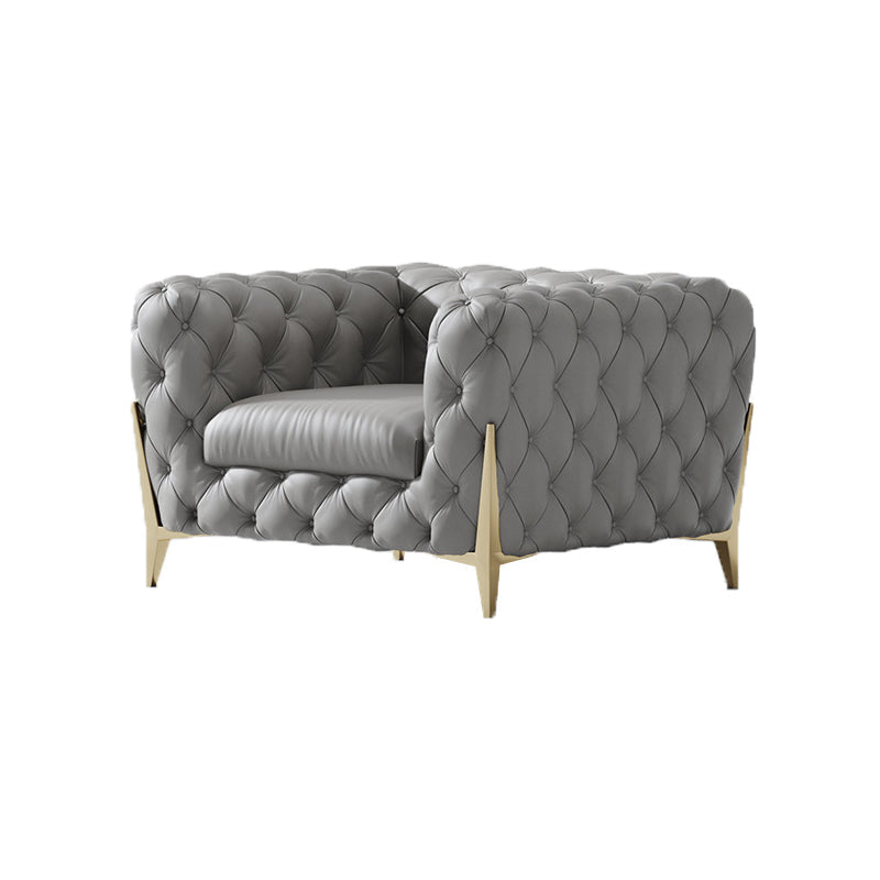 コンテンポラリータフトソファ30.31 "高フェイクレザータキシードアームソファソファ