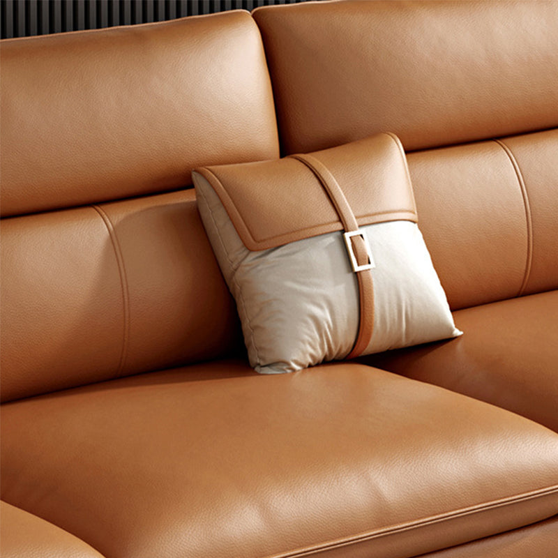 Glam Living Room Flared Arm Sofa Modular Genuine Leather Sofa