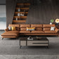Contemporary Living Room Flared Arm Cushions Genuine Leather Sofa
