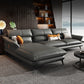 Contemporary Living Room Flared Arm Cushions Genuine Leather Sofa