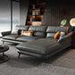 Contemporary Living Room Flared Arm Cushions Genuine Leather Sofa