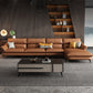 Contemporary Living Room Flared Arm Cushions Genuine Leather Sofa