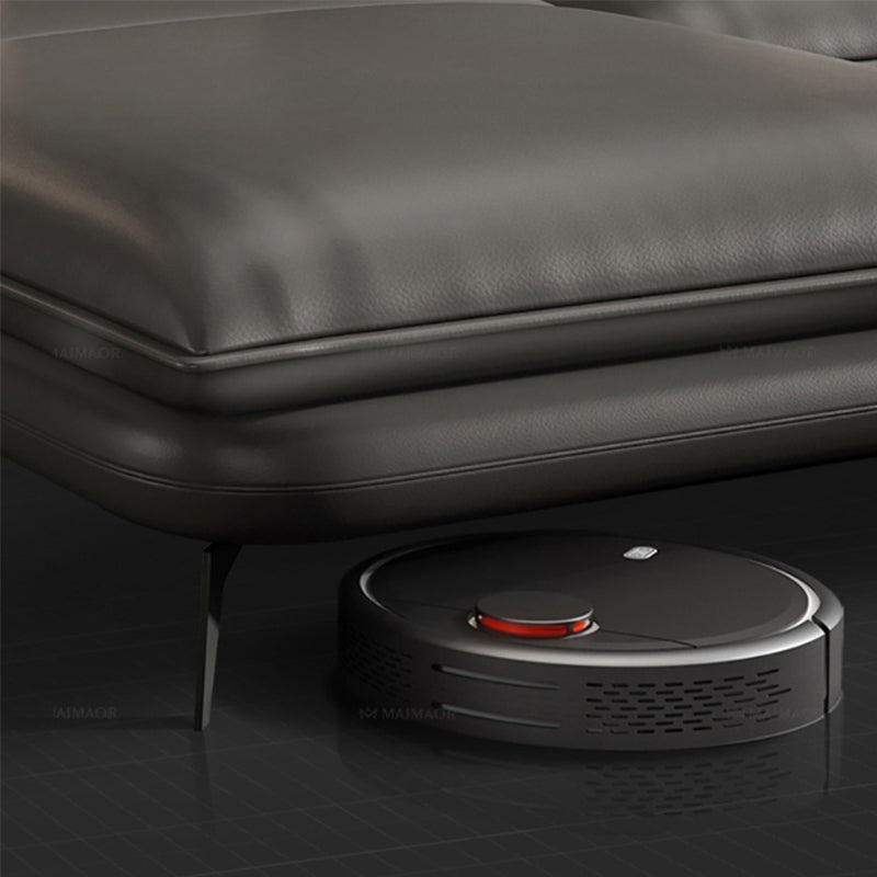 Contemporary Living Room Flared Arm Cushions Genuine Leather Sofa