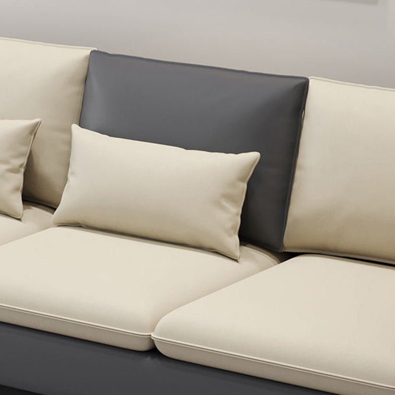 106.3" W Square Arm Sofa & Chaise, Faux Leather Sectional Sofa Clearhalo 'furn' 'furn_sectionals' 'Furniture' 'Living Room Furniture' 'Sectionals' 5889288