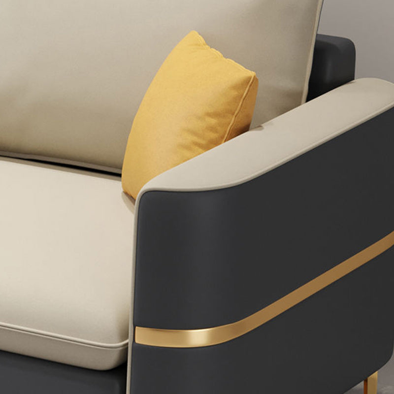 106.3" W Square Arm Sofa & Chaise, Faux Leather Sectional Sofa Clearhalo 'furn' 'furn_sectionals' 'Furniture' 'Living Room Furniture' 'Sectionals' 5889289