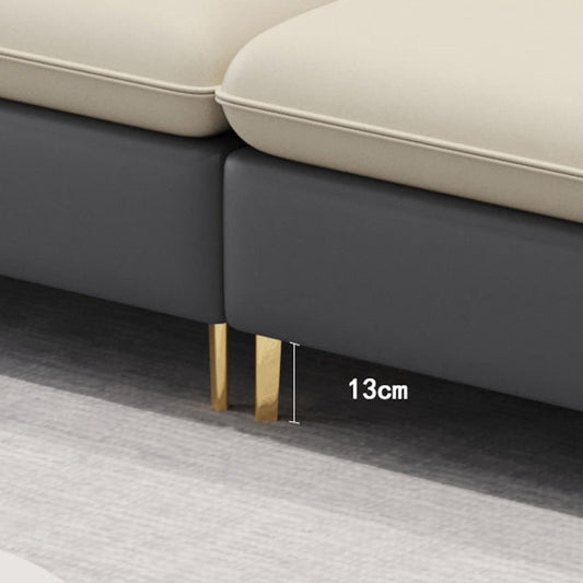 106.3" W  Square Arm Sofa & Chaise, Faux Leather Sectional Sofa