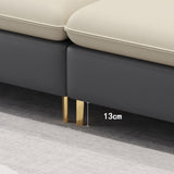 106.3" W  Square Arm Sofa & Chaise, Faux Leather Sectional Sofa