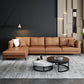 Faux Leather Sofa with Pillow Top Arm for Living Room in Orange