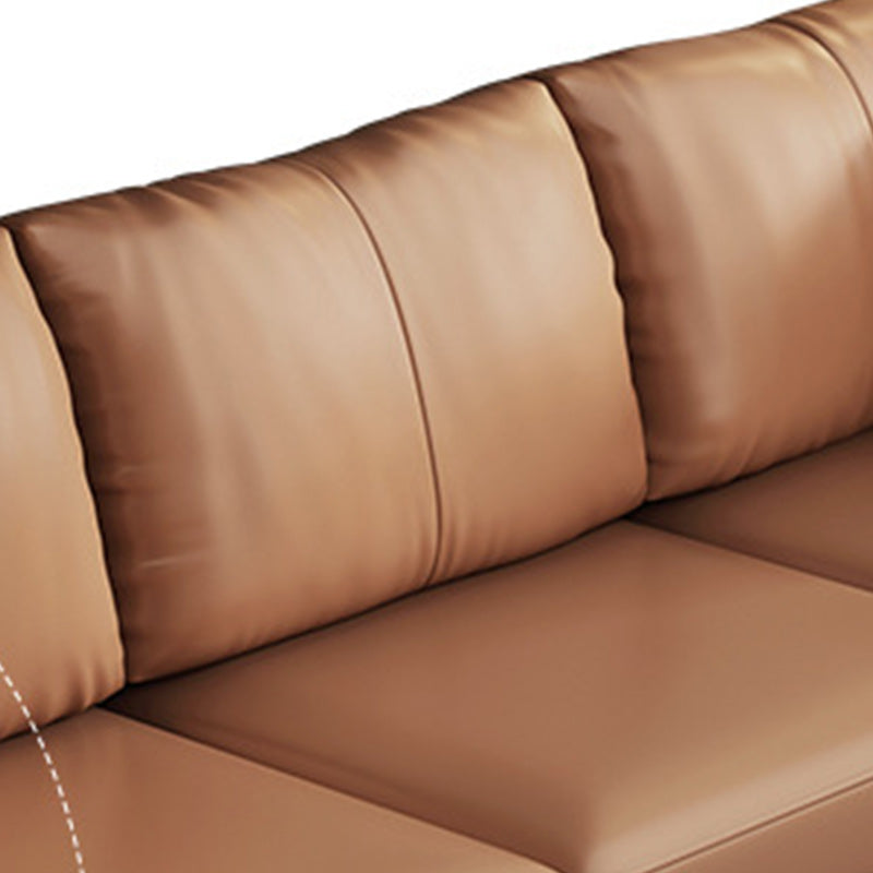 Faux Leather Sofa with Pillow Top Arm for Living Room in Orange