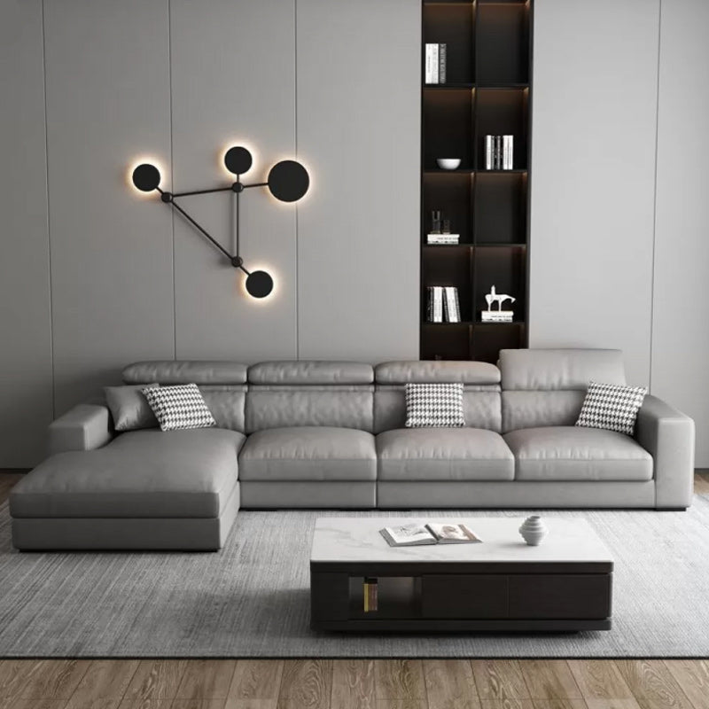 Contemporary L-Shape Sectional Cushion Back Adjustable Sectional