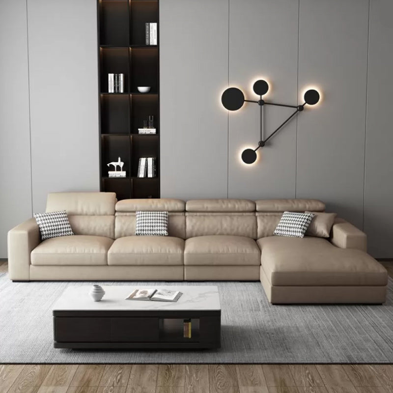 Contemporary L-Shape Sectional Cushion Back Adjustable Sectional