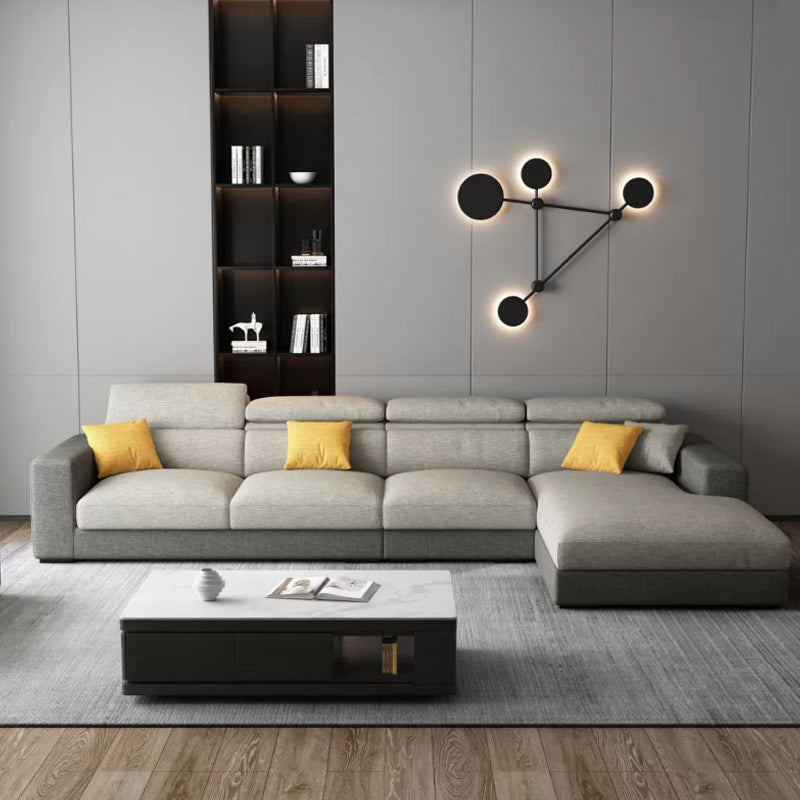 Contemporary L-Shape Sectional Cushion Back Adjustable Sectional