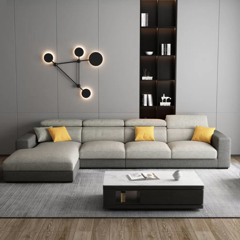 Contemporary L-Shape Sectional Cushion Back Adjustable Sectional