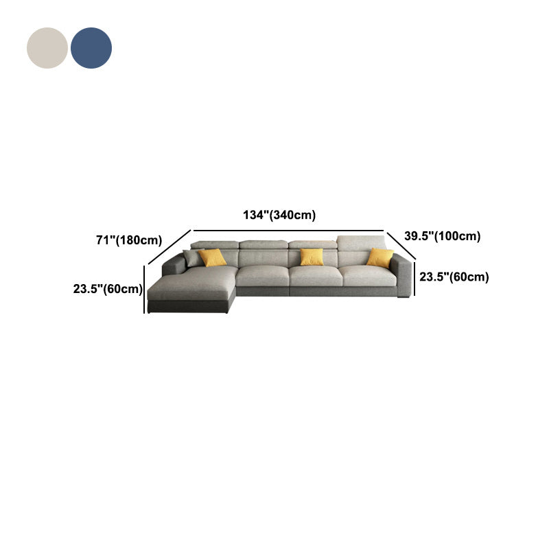 Contemporary L-Shape Sectional Cushion Back Adjustable Sectional