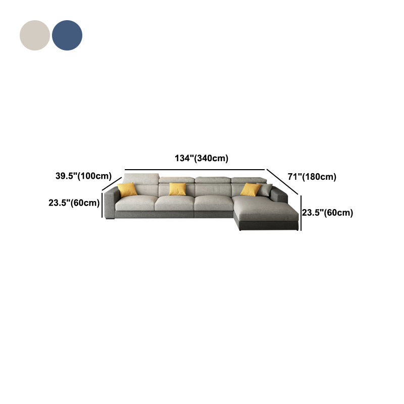 Contemporary L-Shape Sectional Cushion Back Adjustable Sectional