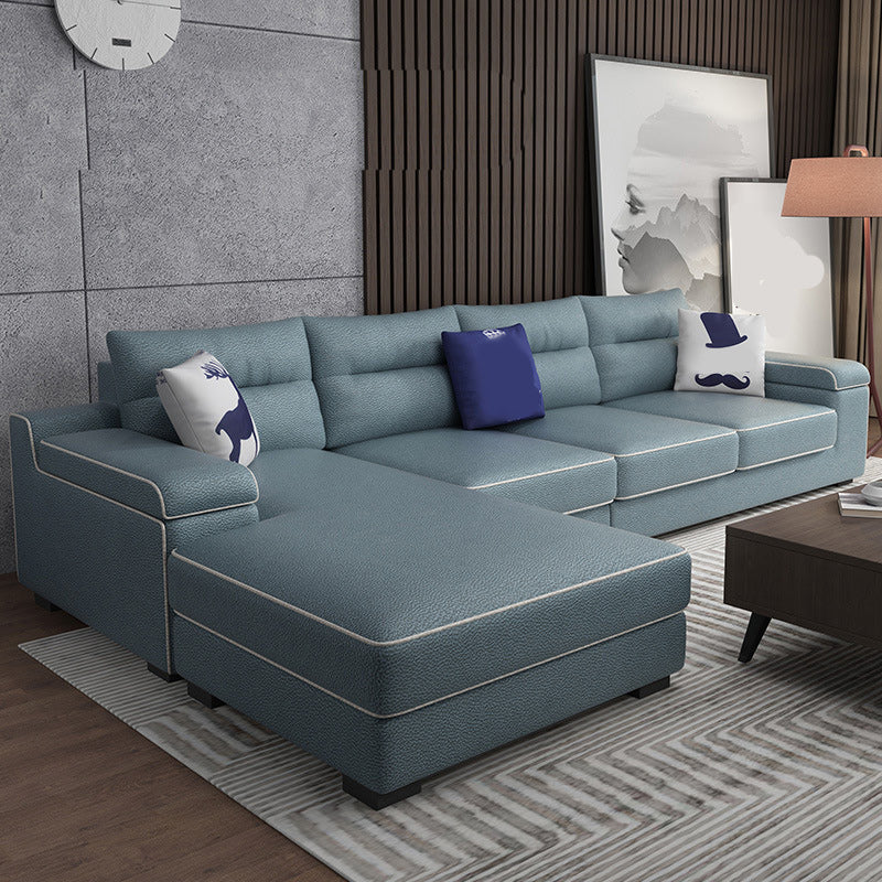 Almacenamiento de cuero por falso secciones con brazo superior de almohada para 4 personas