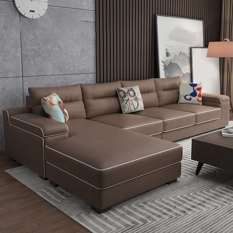 Almacenamiento de cuero por falso secciones con brazo superior de almohada para 4 personas