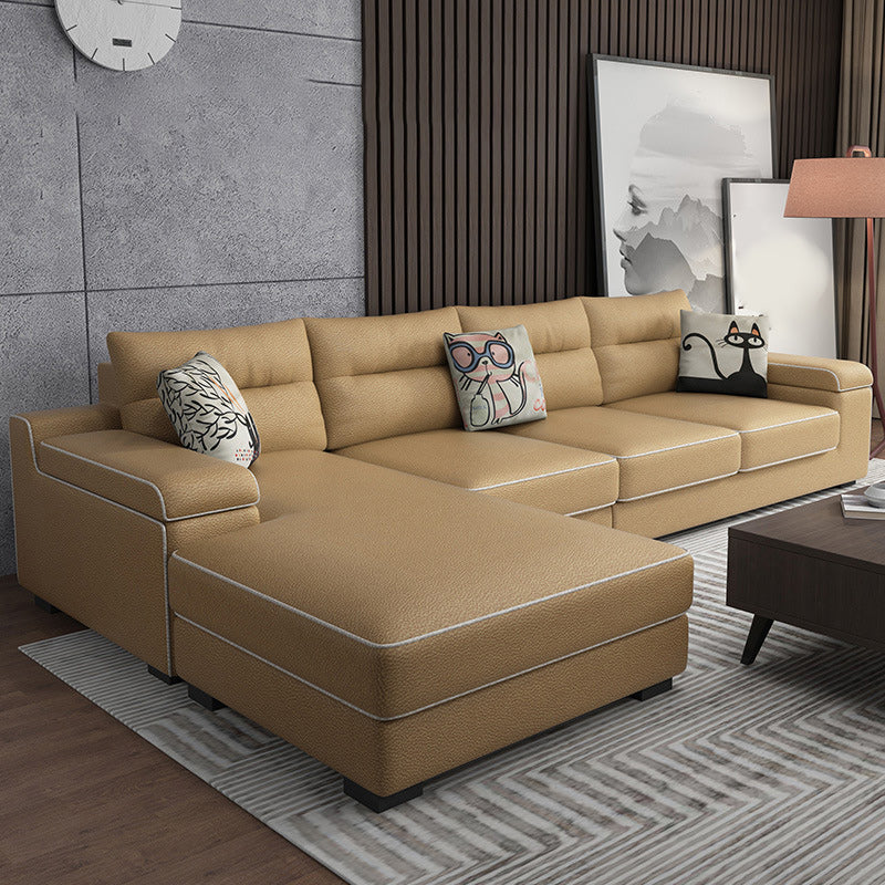 Almacenamiento de cuero por falso secciones con brazo superior de almohada para 4 personas