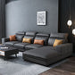 Contemporary Faux Leather L-Shape Sectional with Chaise and Square Arms Dark Gray Clearhalo 'furn' 'furn_sectionals' 'Furniture' 'Living Room Furniture' 'Sectionals' 5889368
