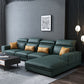 Contemporary Faux Leather L-Shape Sectional with Chaise and Square Arms Green Clearhalo 'furn' 'furn_sectionals' 'Furniture' 'Living Room Furniture' 'Sectionals' 5889370