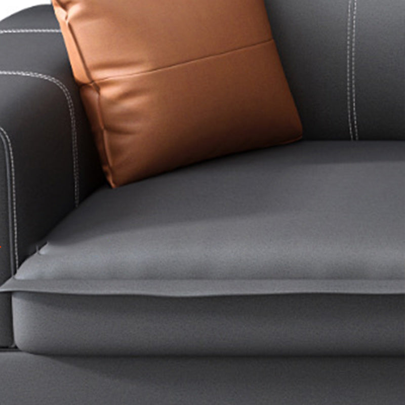 Contemporary Faux Leather L-Shape Sectional with Chaise and Square Arms Clearhalo 'furn' 'furn_sectionals' 'Furniture' 'Living Room Furniture' 'Sectionals' 5889376