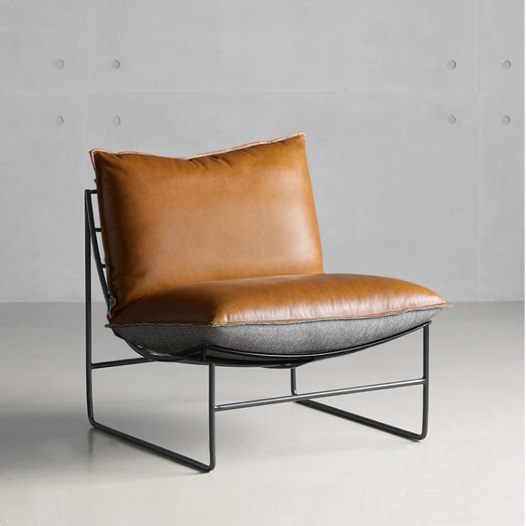 Contemporary Faux Leather Armless with Pillow Pillow Back Parsons Chair