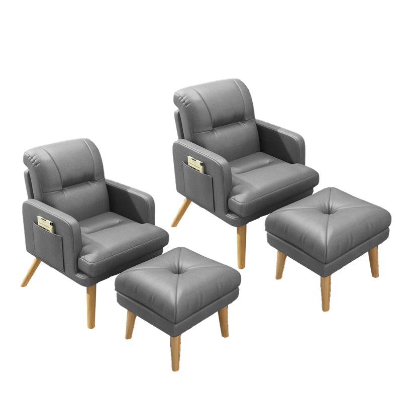 Contemporary Bonded Leather Arms Included Basic Four Leg Accent Chair Light Gray 2 Piece Set Clearhalo 'Accent Chairs' 'accent_chairs' 'Chairs & Seating' 'furn' 'furn_accent_chairs' 'Furniture' 'Living Room Furniture' 5889414