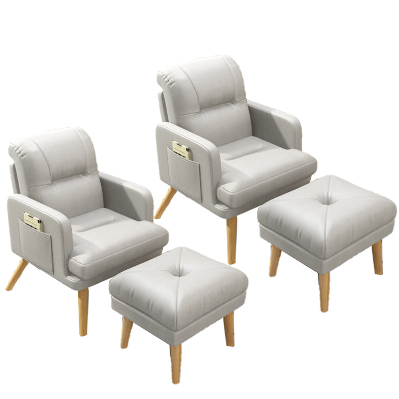 Contemporary Bonded Leather Arms Included Basic Four Leg Accent Chair Off-White 2 Piece Set Clearhalo 'Accent Chairs' 'accent_chairs' 'Chairs & Seating' 'furn' 'furn_accent_chairs' 'Furniture' 'Living Room Furniture' 5889415