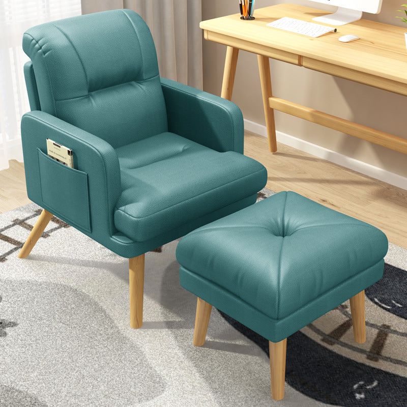 Contemporary Bonded Leather Arms Included Basic Four Leg Accent Chair Green 1 Piece Clearhalo 'Accent Chairs' 'accent_chairs' 'Chairs & Seating' 'furn' 'furn_accent_chairs' 'Furniture' 'Living Room Furniture' 5889416