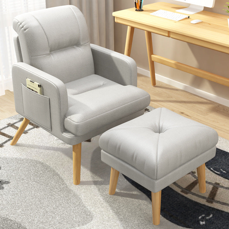 Contemporary Bonded Leather Arms Included Basic Four Leg Accent Chair Off-White 1 Piece Clearhalo 'Accent Chairs' 'accent_chairs' 'Chairs & Seating' 'furn' 'furn_accent_chairs' 'Furniture' 'Living Room Furniture' 5889417