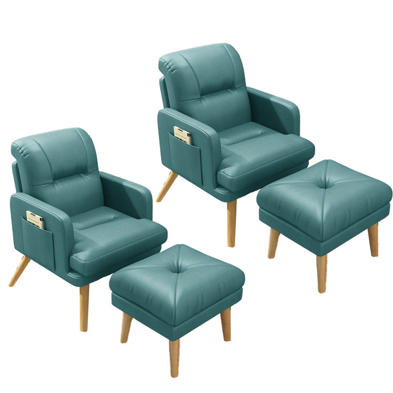 Contemporary Bonded Leather Arms Included Basic Four Leg Accent Chair Green 2 Piece Set Clearhalo 'Accent Chairs' 'accent_chairs' 'Chairs & Seating' 'furn' 'furn_accent_chairs' 'Furniture' 'Living Room Furniture' 5889418