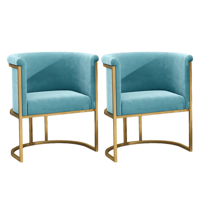 Nordic Arms Included with Goldtone Legs Fixed Back Accent Armchair Sky Blue 2 Piece Set Clearhalo 'Accent Chairs' 'accent_chairs' 'Chairs & Seating' 'furn' 'furn_accent_chairs' 'Furniture' 'Living Room Furniture' 5889453