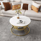 Glam Round Stone Top Coffee Table with Steel Shelf and Frame Base Clearhalo 'Coffee & Accent Tables' 'Coffee Tables' 'coffee_tables' 'furn' 'furn_coffee_tables' 'Furniture' 'Living Room Furniture' 5889541